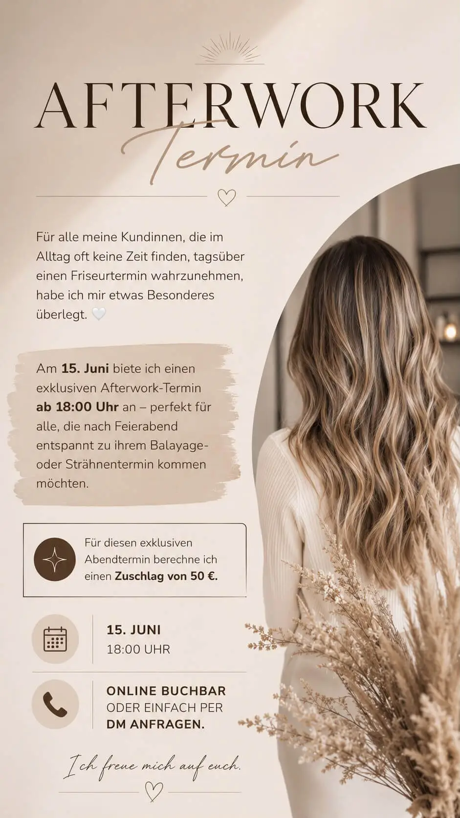 Afterwork-Termin am 15. Juni ab 18 Uhr für Balayage und Strähnen bei Lara Hair 76 in Jünkerath