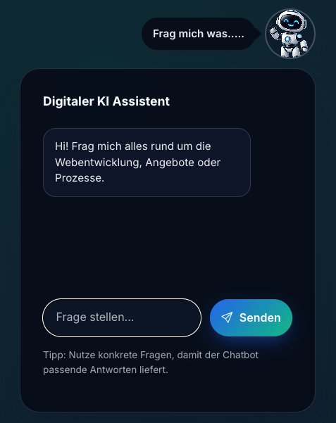KI-Chatbot für Website von Caner Web Studio